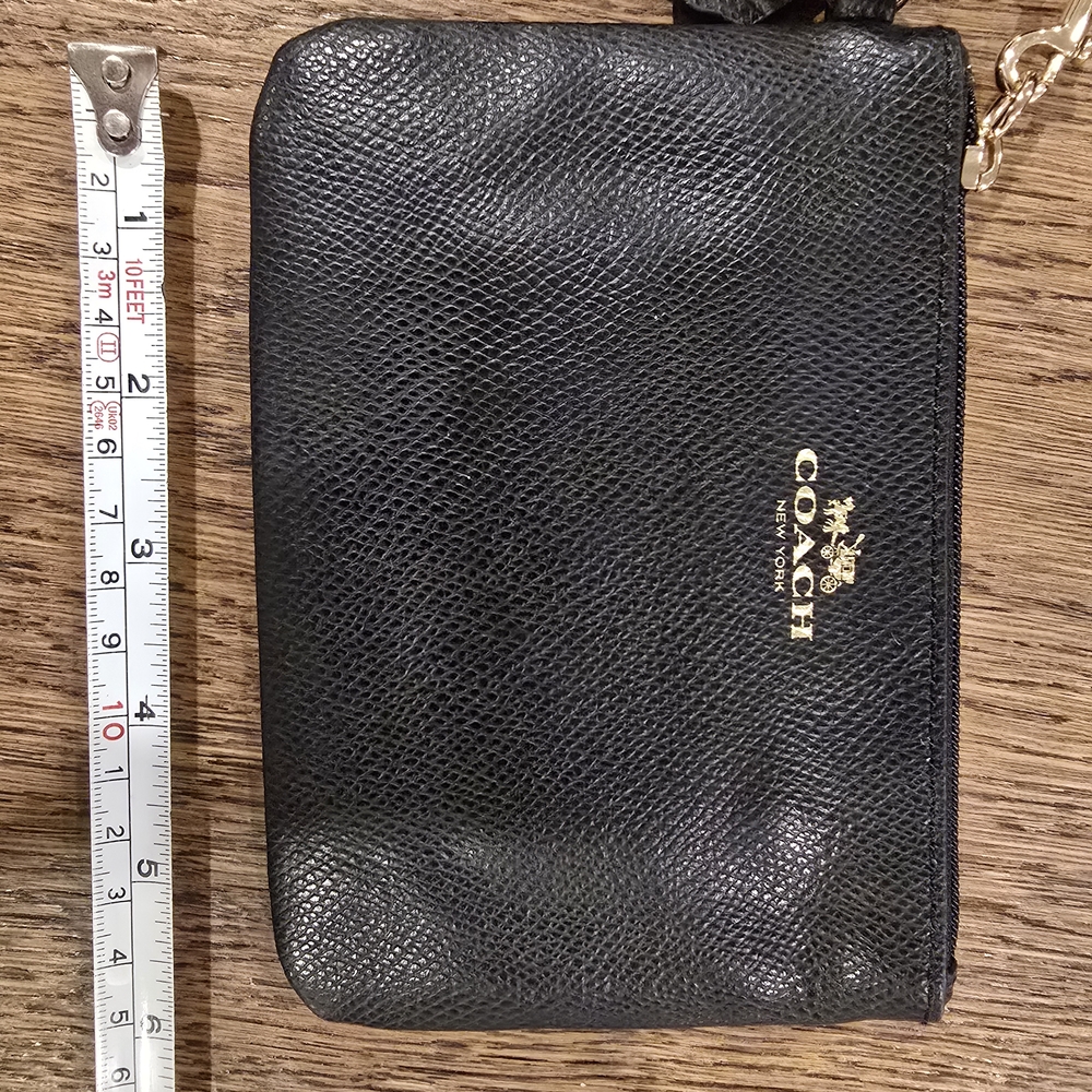 Coach Black Crossgrain Leather Wallet Compact Design